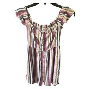 Aeropostale Relaxed Fit Striped Off-The-Shoulder Dress Size Small